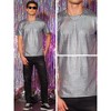 Lars Amadeus Men's Round Neck Short Sleeves Nightclub Party Metallic T-Shirt - 4 of 4