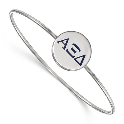 Black Bow Jewelry Sterling Silver Alpha Xi Delta Greek Life Bangle Bracelet 6 Inch