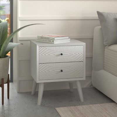 Alpine Furniture Tranquility 2 Drawer Nightstand, 22" W X 16" D X 26" H, white
