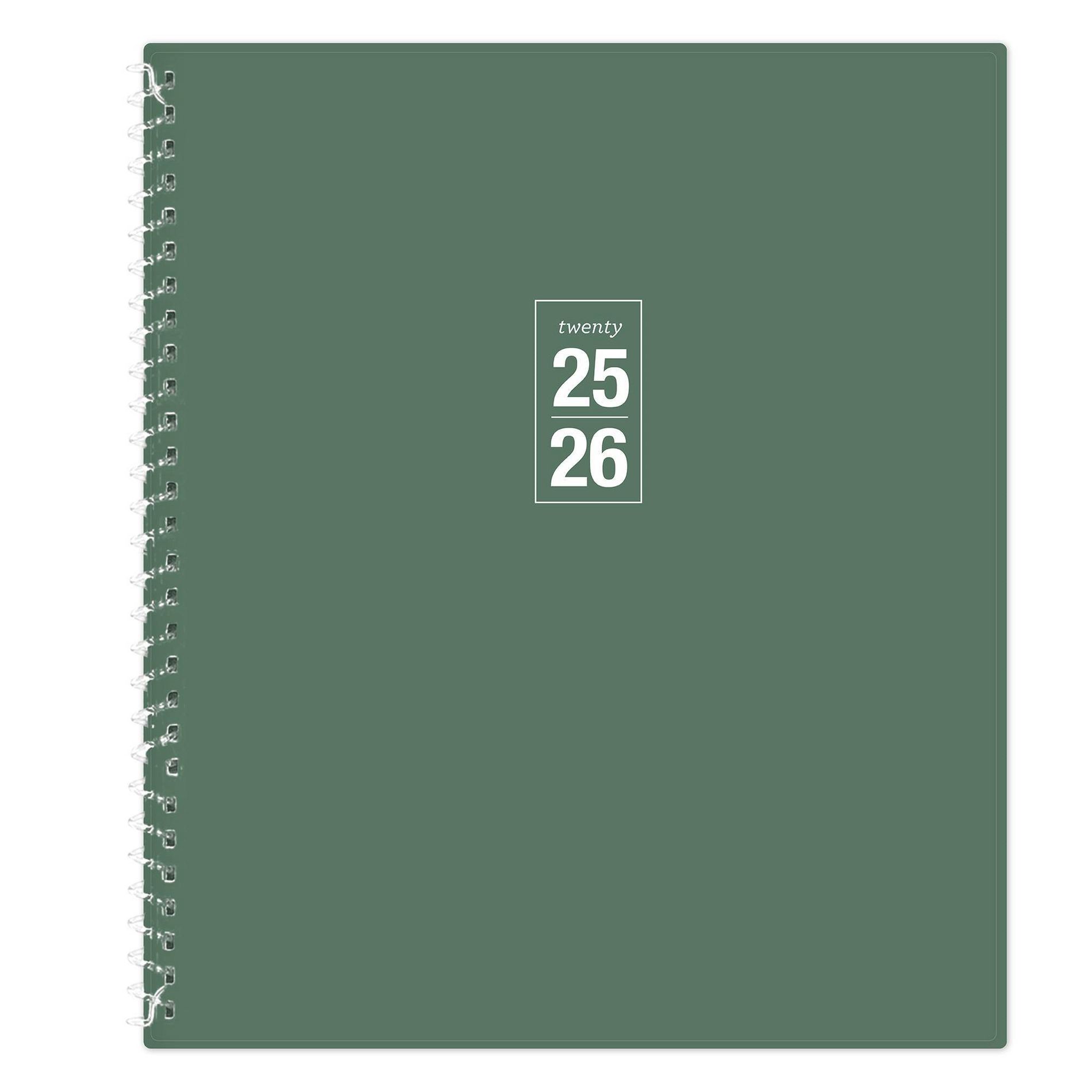 Blue Sky 8"x10" 2025-2026 Weekly/Monthly Student Spiral Planner Spiral Fern Green
