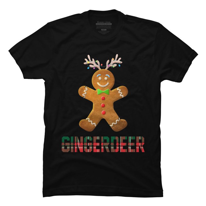 Men's Design By Humans Gingerbread Reindeer Matching Family Group Christmas Pajama By Forever9 T-Shirt, 1 of 5