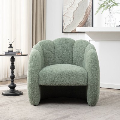 SEYNAR Modern Teddy Upholstered Accent Pumpkin Chair with Openwork Design
