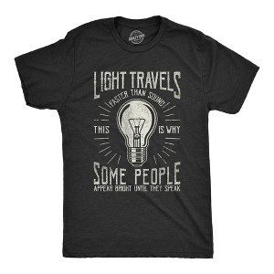 Mens Light Travels Faster T shirt Funny Insult Sarcastic Graphic Novelty - Crazy Dog Men's T Shirt - 1 of 4