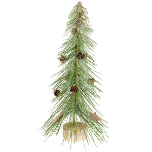 Northlight Frosted Bottle Brush Tree on Wooden Base Christmas Decoration - 13" - 1 of 4