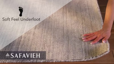 Light Grey and Ivory Hand-Knotted Viscose 4' x 6' Rug