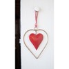 Metal Heart Door Hanger – 18" Tall Red and Brass Design by Kalalou - 3 of 3