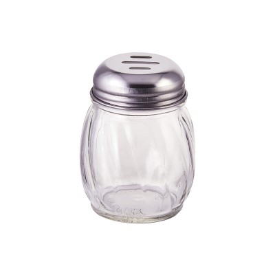 Choice 6 oz. Glass Cheese Shaker with Slotted Chrome-Plated Lid