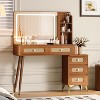 MOEPISY Makeup Vanity Desk with 5 Drawers and Storage Shelf, Rattan Drawer Design Walnut - 3 of 4
