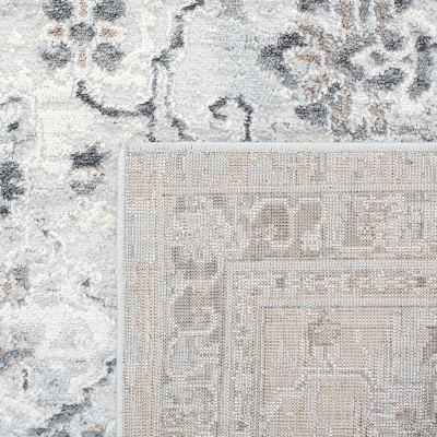 Ivory and Grey Hand-Knotted Synthetic Runner Rug, 2' x 7'