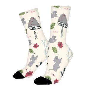 Mouses Mushroom Pattern Women Printed Crew Socks Funny Funky Socks Soft Polyester Novelty Gifts for Artists Men - 1 of 1
