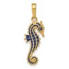 Black Bow Jewelry 14k Yellow Gold Blue Enameled Seahorse Pendant - 3 of 4