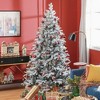 TopComfy Christmas Tree Stand 7FT Snow Flocked Hinged Artificial Tree with Flame Retardant Branches for Holiday Decor, Green, 50"*50"*82.7" - 2 of 4