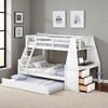 Twin over Full Bunk Bed with Trundle, Built-in Desk, 3 Storage Drawers & Shelf, Guardrails & Ladder - 3 of 4