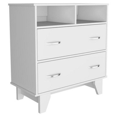 NicBex 2 Drawers Dresser for Bedroom with 2 Open Shelves,Chest of Drawers with White Metal Handle,Storage Dressers for Bedroom