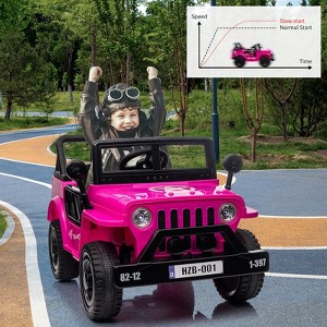 12V Kids Ride On Truck Car with Remote Control, Spring Suspension, Various Speeds, LED Lights, Music, and Safety Belt, Electric Ride On Car Toys - 1 of 4