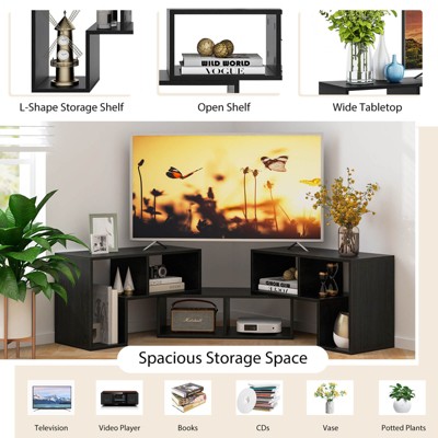 Black Modular 3-Piece TV Stand with Shelves for up to 65" TVs