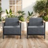 Belord Metal Patio Chairs Set of 2 with 10" Thick Seat Cushion, Metal Outdoor Furniture with Faux-Wood Armrest, Deep Seat, and Comfort Foam Cushion - 3 of 4