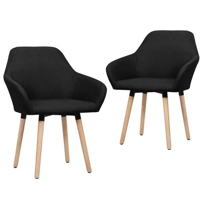 vidaXL Dining Chairs, 2 Pcs, Black Fabric