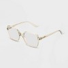 Women's Shiny Plastic Square Blue Light Filtering Reading Glasses - Universal Thread™ Green - image 2 of 2