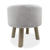 Contemporary Footstool Set Of 2pc, White / Natural Upholstery And Angled Wooden Legs - 4 of 4