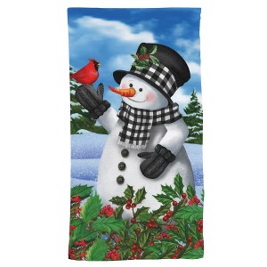 Briarwood Lane Winter Hand Towel 26x18 Checkered Snowman Hand For Winter Towel - 1 of 3