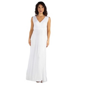 24seven Comfort Apparel Womens V Neck Maxi Dress - 1 of 4