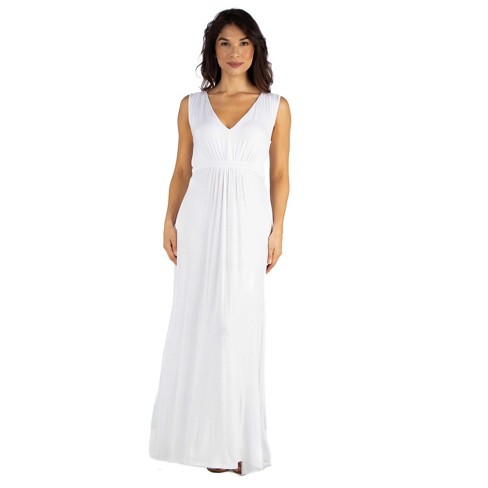 Womens V Neck Maxi Dress-white-xl : Target
