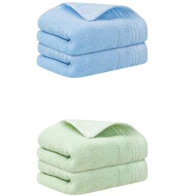 Unique Bargains Striped Pattern Soft Comfort Hand Towels for Bathroom Camp 4 Pcs 14" x 30"