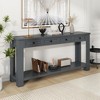 OUTSUPPLY Console Table with 4 Drawers & Shelf, Solid Wood Sofa Table for Entryway, Hallway & Living Room - 4 of 4