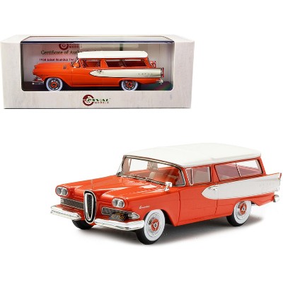 1958 Edsel Roundup Two Door Station Wagon Orange Red with White Stripe and Top Ltd Ed to 250 pcs 1/43 Model Car by Esval Models