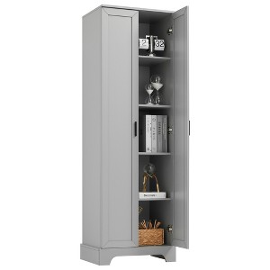 TiramisuBest Storage Cabinet with Two Doors for Bathroom, Office, Adjustable Shelf, MDF Board, Grey - 1 of 4