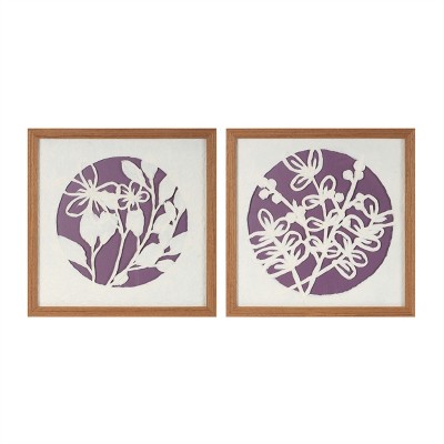 Framed Floral Wall Art Under Glass (Set of 2)