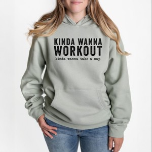 Simply Sage Market Women's Graphic Hoodie Kinda Wanna Workout Kinda Wanna Take A Nap - 1 of 3