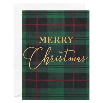 10ct Merry Christmas on Plaid Blank Christmas Cards
