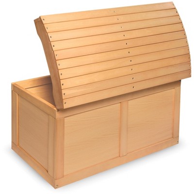 Natural Wood Barrel Top Toy Chest with Safety Hinge