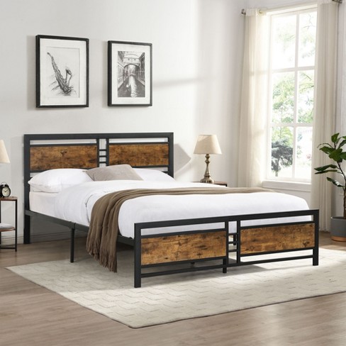 Wood headboard deals and footboard queen