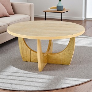 36" MDF & Wood Round Cross-Leg Coffee Table - 1 of 4