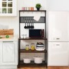 Tangkula Bakers Rack Coffee Bar 4-Tier Kitchen Microwave Stand with Storage 11 Hooks Adjustable Feet Industrial Utility Shelves for Utensils - 2 of 4