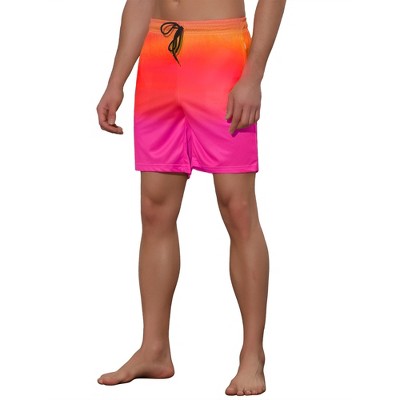 Lars Amadeus Men's Contrast Color Drawstring Waist Beach Swimwear Shorts Orange 28 — фото 4