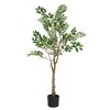 KWPZQEB Artificial Ficus Tree with Black Planter, Realistic Faux Silk Indoor Outdoor Plant for Home Office Living Room, Porch, Garden Decor - 3 of 4