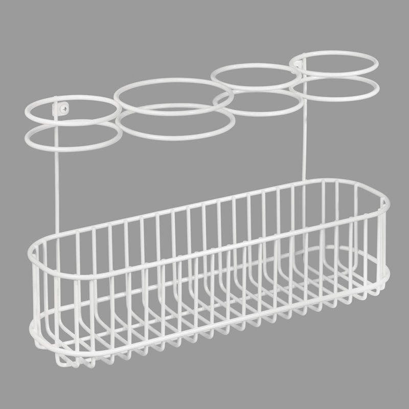 mDesign Metal Cabinet/Wall Mount Hair Care Styling Tool Storage Basket, 5 of 8