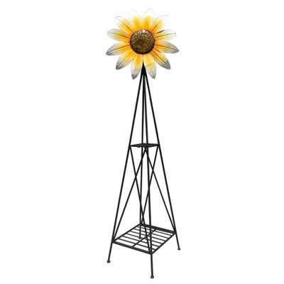 70" Steel Sunflower Windmill White/Yellow/Black - Backyard Expressions