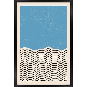 Trends International Geometric - Blue Framed Wall Poster Prints - 1 of 4