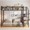 Racxily Twin Size Metal Loft Bed with Upper Grid Storage Shelf and Lateral Storage Ladder - 4 of 4