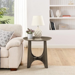 Garvee Retro Small Round Side Table, 25" Modern Round End Table Wooden Small Accent Table, Night Stand for Bedroom, Living Room, Apartment, Brown - 1 of 4