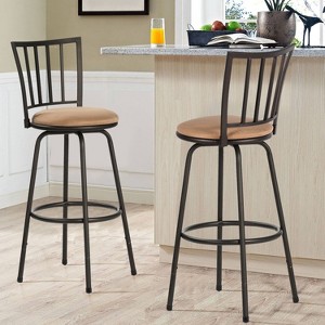 VECELO Bar Stools Adjustable Height Set of 2, 24/29" Swivel Counter Stools with Upholstered Seat, Steel Bistro Pub Chairs - 1 of 4