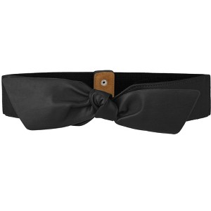 INSPIRE CHIC Women's Wide Elastic Bow Knot Snap Button Waist Belts - 1 of 4