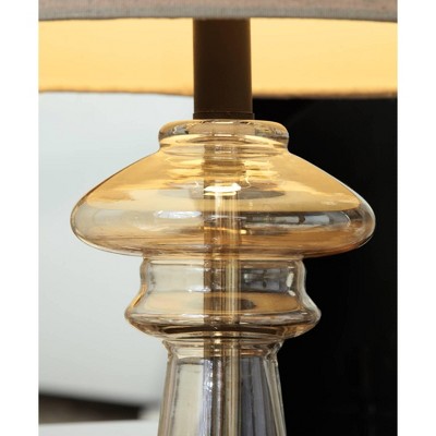 Elegant Champagne Gold Glass Table Lamp with Taupe Drum Shade