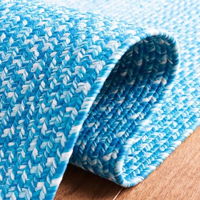 Aqua Braided Reversible Handmade Synthetic Area Rug