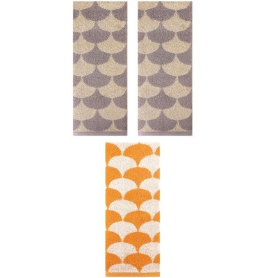 REGALWOVEN 3 Pack Geometric Pattern Soft Absorbent Cotton Hand Towels for Bathroom 13" x 29"